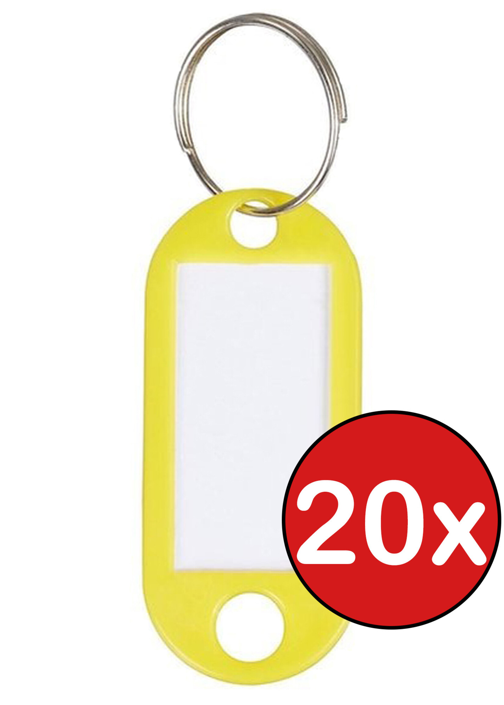 BTH Sleutellabels Sleutelhanger Bagagelabel Sleutellabel Gekleurde Naamlabels Label - Geel - 20 PACK