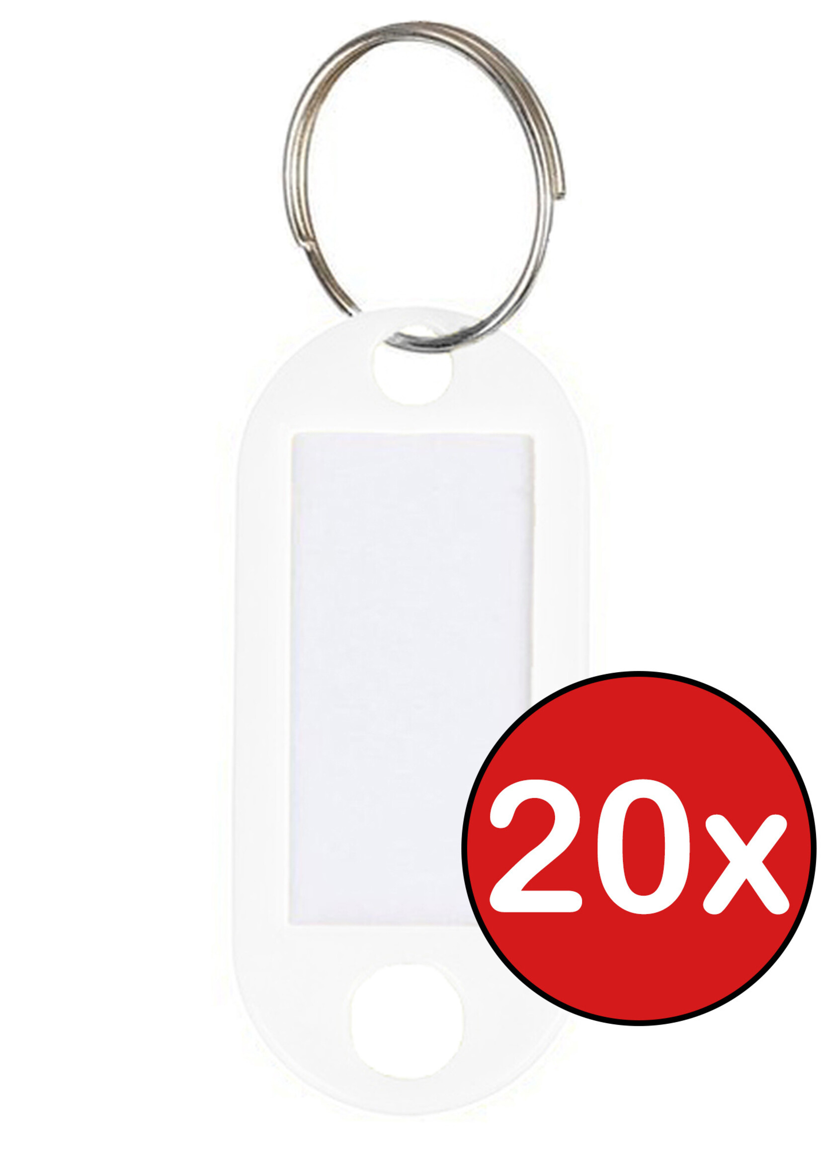 BTH Sleutellabels Sleutelhanger Bagagelabel Sleutellabel Gekleurde Naamlabels Label - Wit - 20 PACK