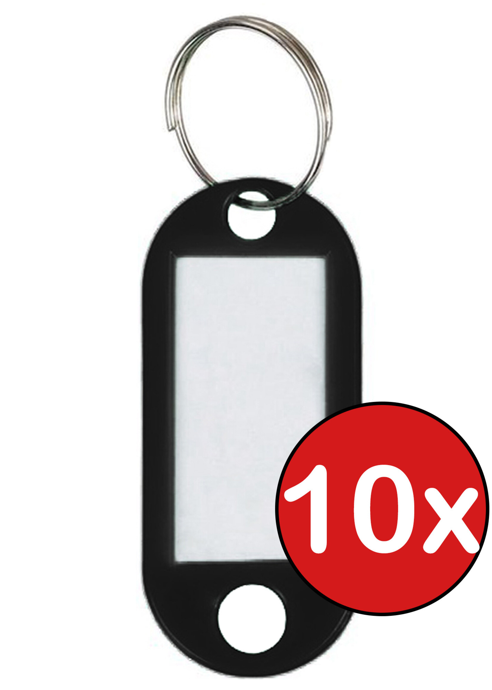 BTH Sleutellabels Sleutelhanger Bagagelabel Sleutellabel Gekleurde Naamlabels Label - Zwart - 10 PACK