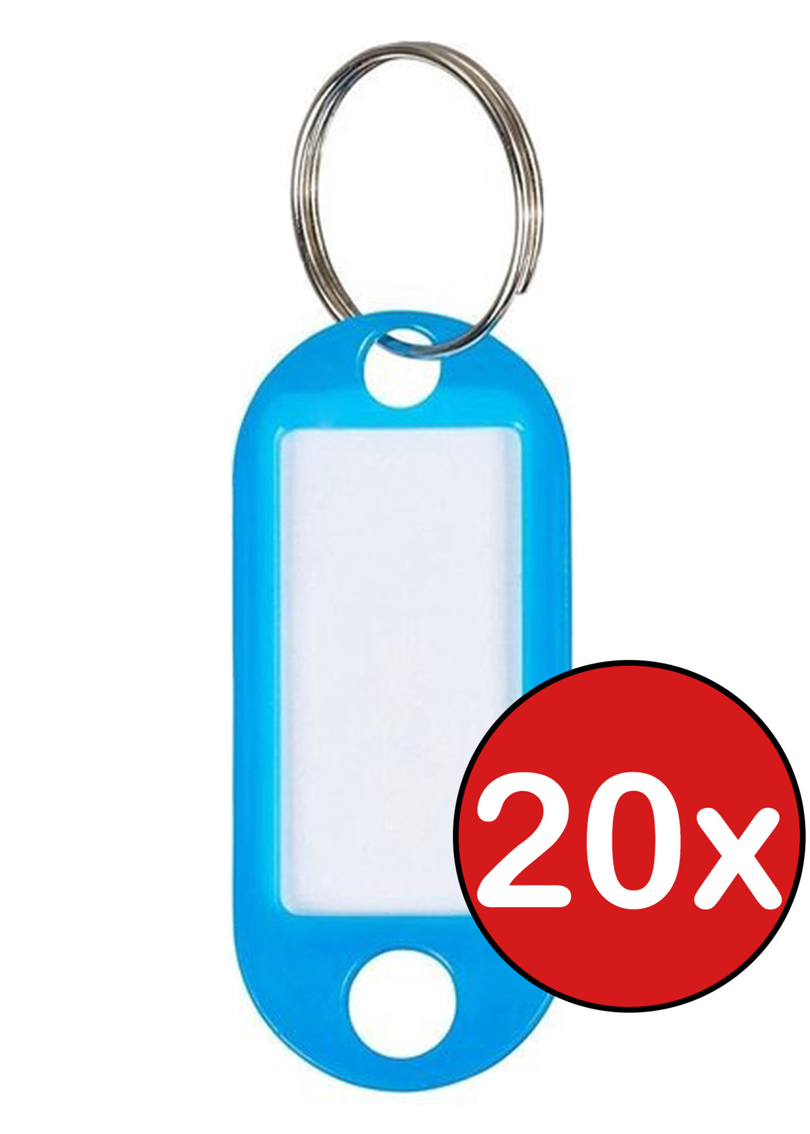 BTH Sleutellabels Sleutelhanger Bagagelabel Sleutellabel Gekleurde Naamlabels Label - Blauw - 20 PACK