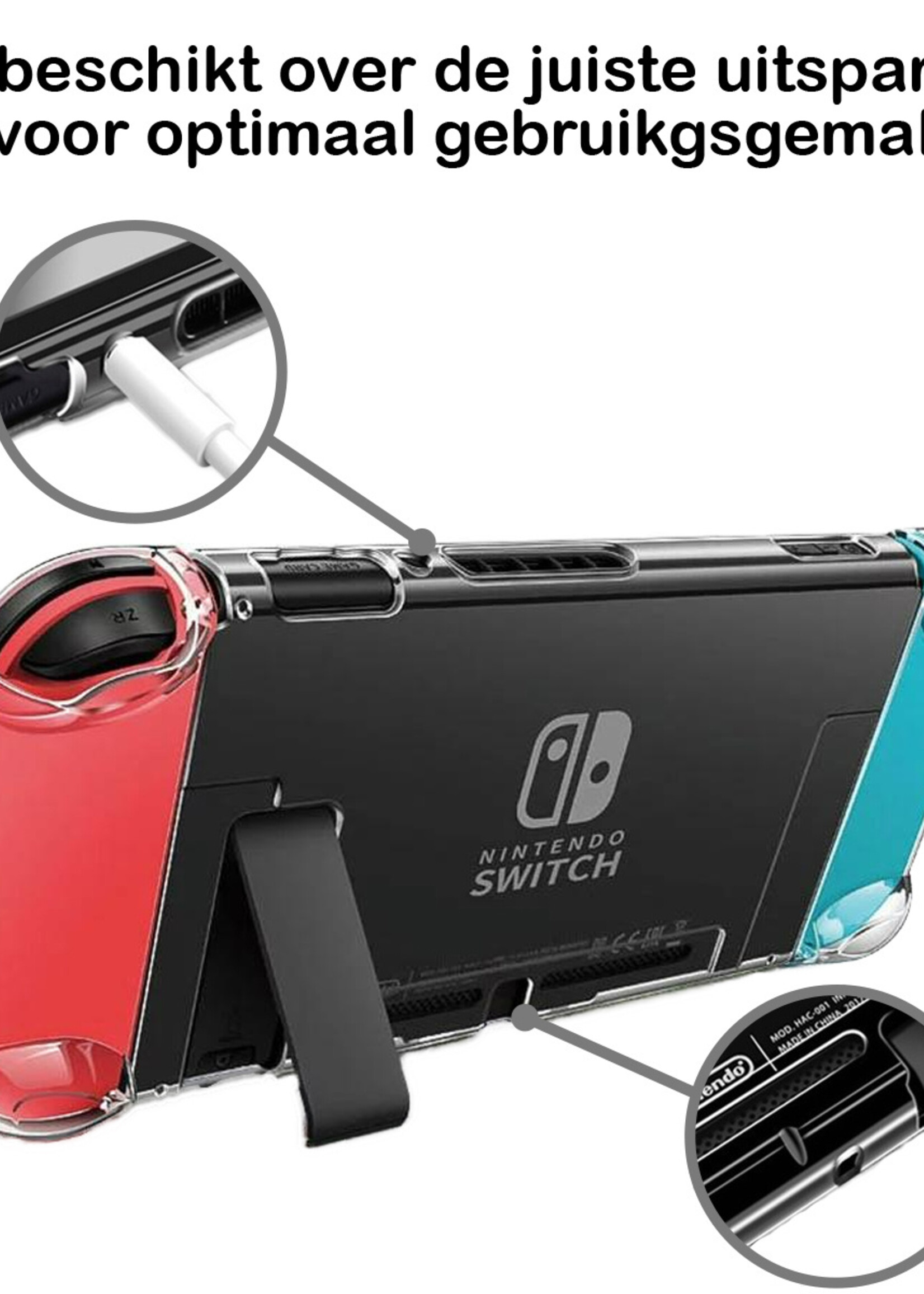BTH Hoes Geschikt voor Nintendo Switch Case Hoesje Transparant - Hoesje Geschikt voor Nintendo Switch Case Beschermhoes Transparant