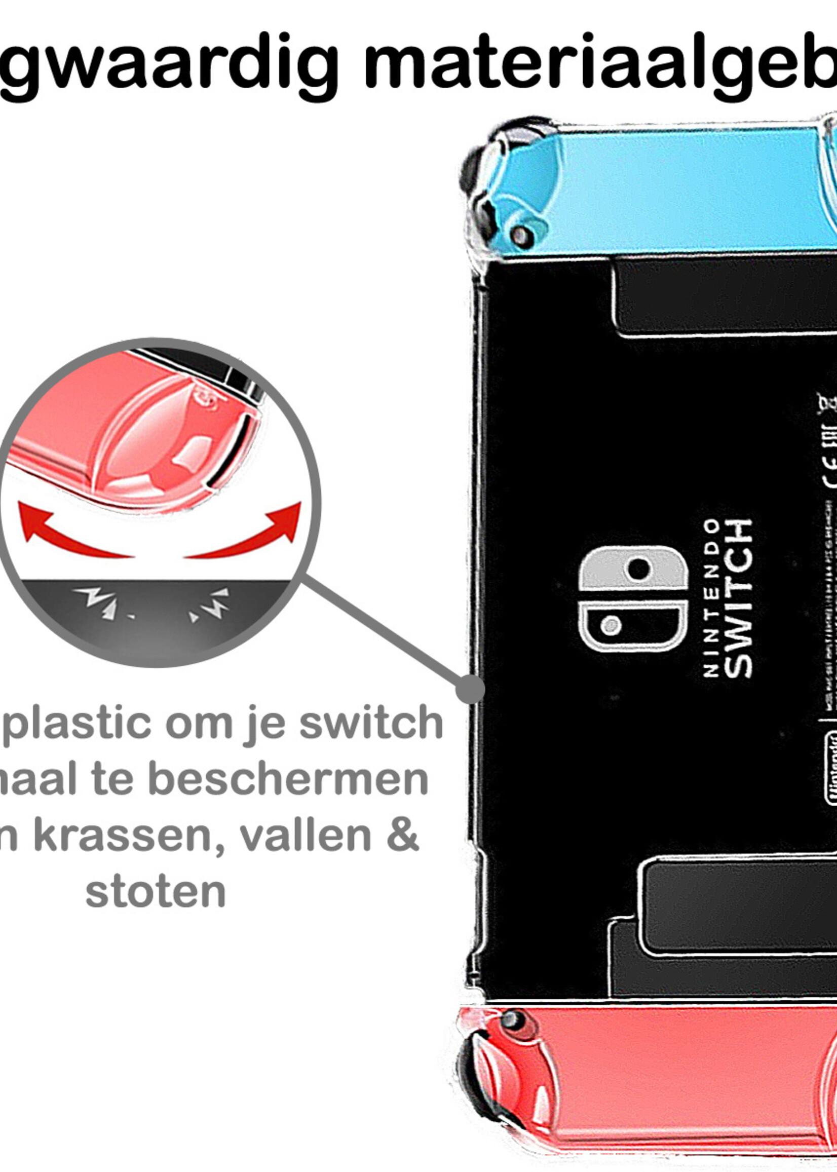 BTH Hoes Geschikt voor Nintendo Switch Case Hoesje Transparant - Hoesje Geschikt voor Nintendo Switch Case Beschermhoes Transparant