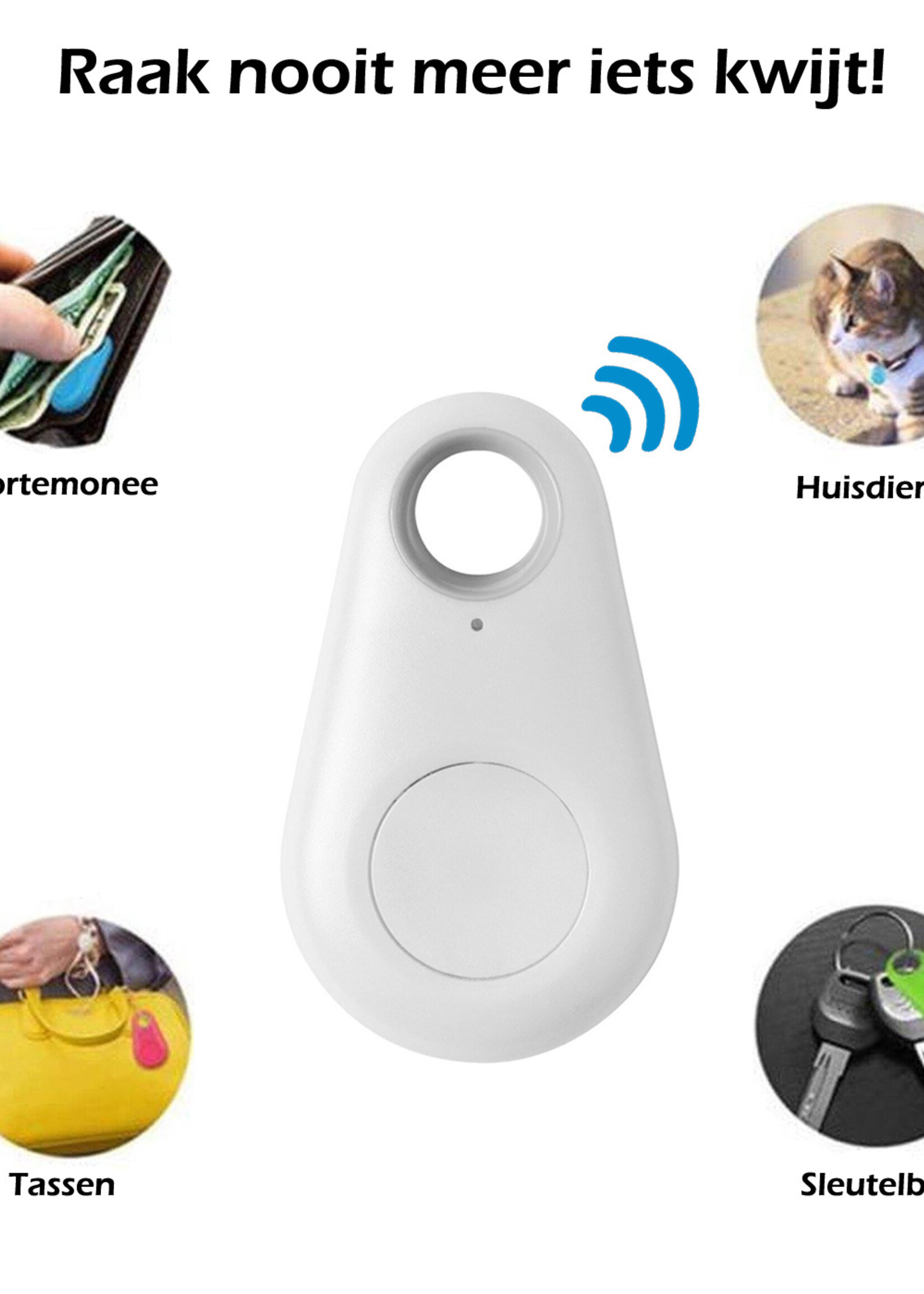 BTH Keyfinder Sleutelvinder Sleutelzoeker Sleutelhanger Keyfinder Bluetooth Sleutels Huisdier - Wit