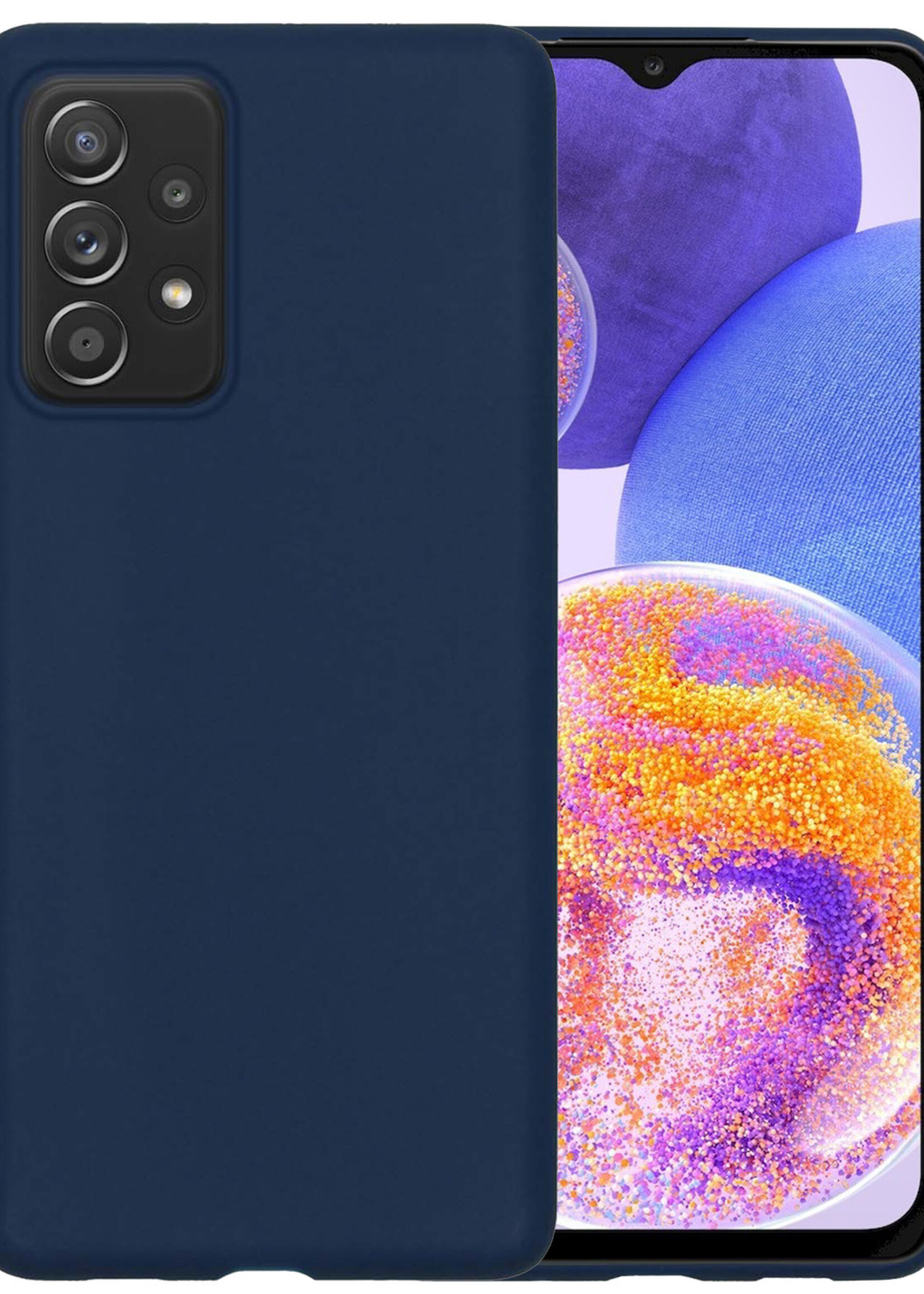 BTH Samsung A23 Hoesje Siliconen Case Cover - Samsung Galaxy A23 Hoesje Cover Hoes Siliconen - Donker Blauw