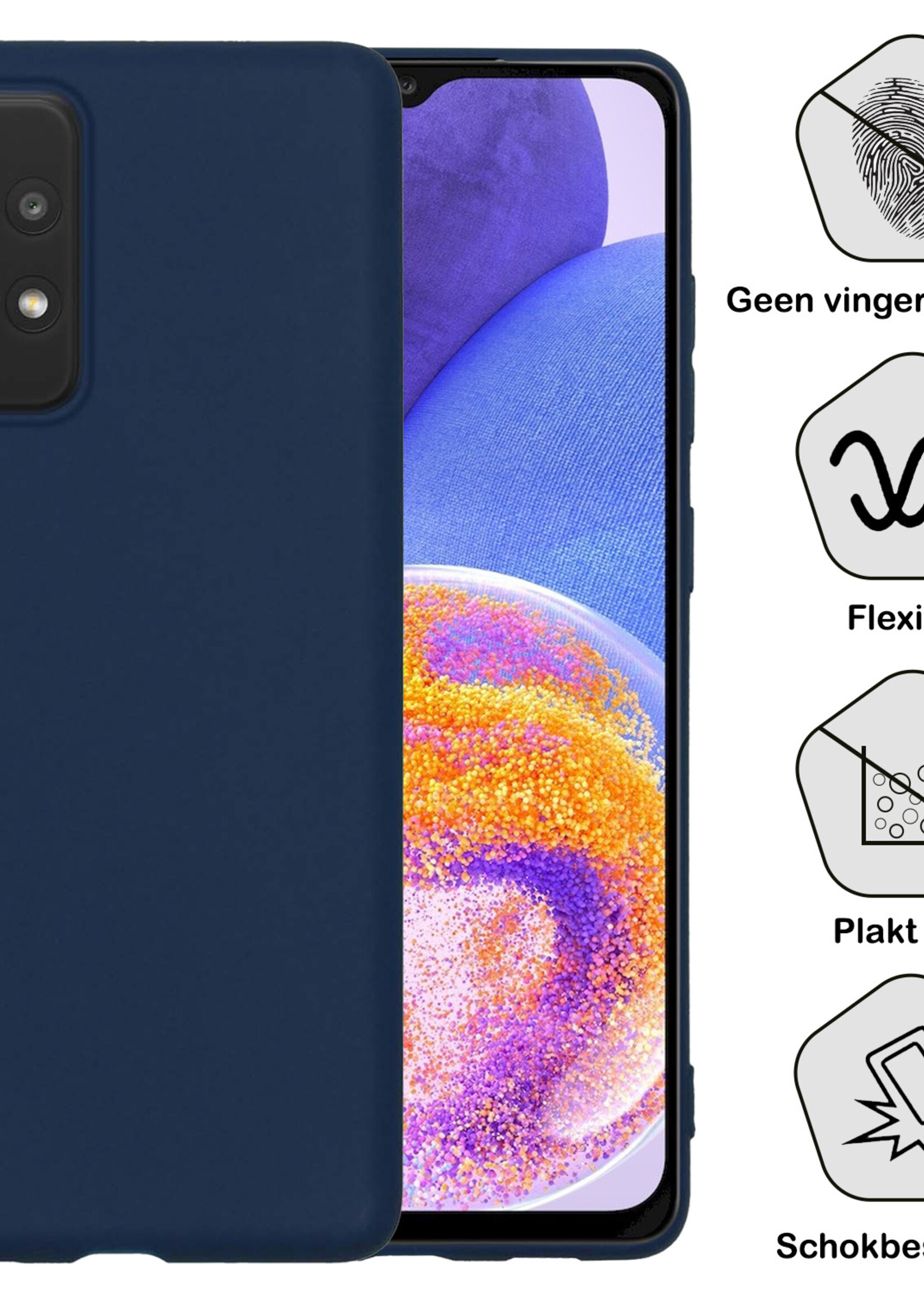 BTH Samsung A23 Hoesje Siliconen Case Cover - Samsung Galaxy A23 Hoesje Cover Hoes Siliconen - Donker Blauw