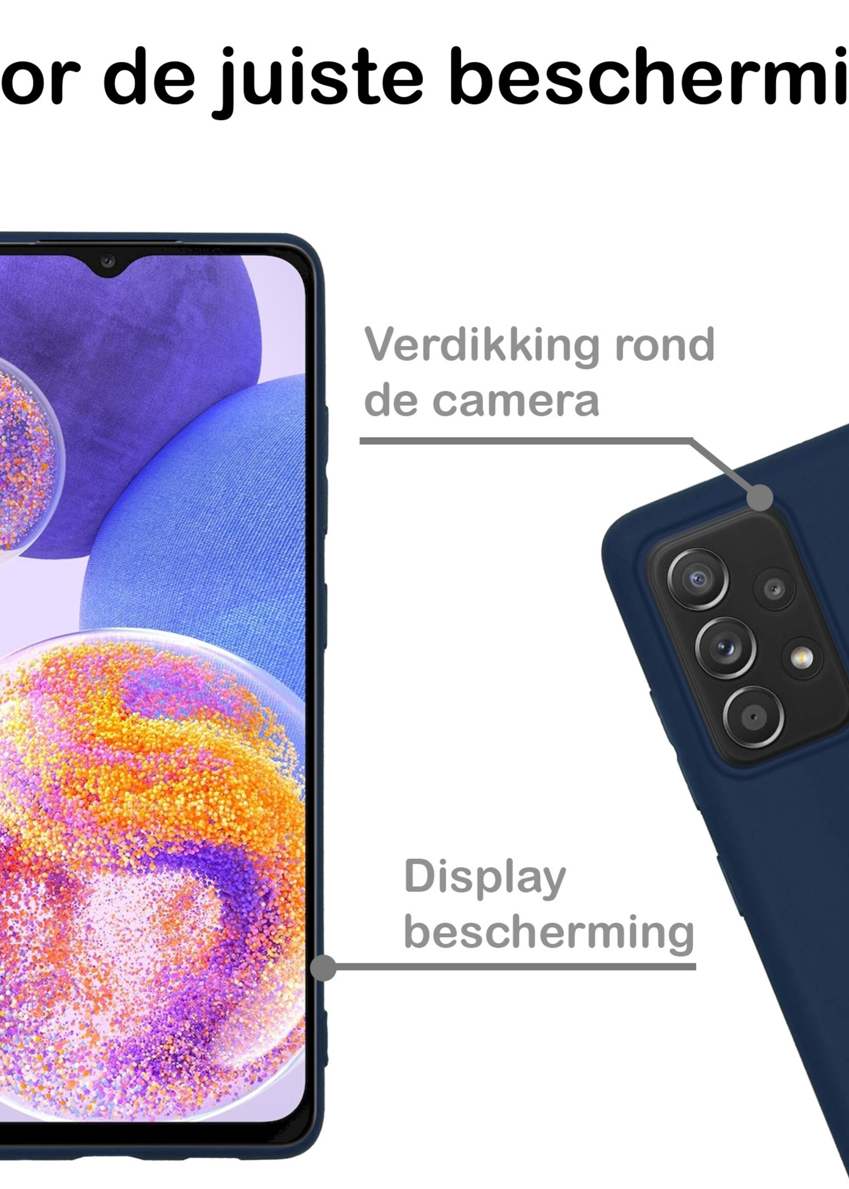 BTH Samsung A23 Hoesje Siliconen Case Cover - Samsung Galaxy A23 Hoesje Cover Hoes Siliconen - Donker Blauw