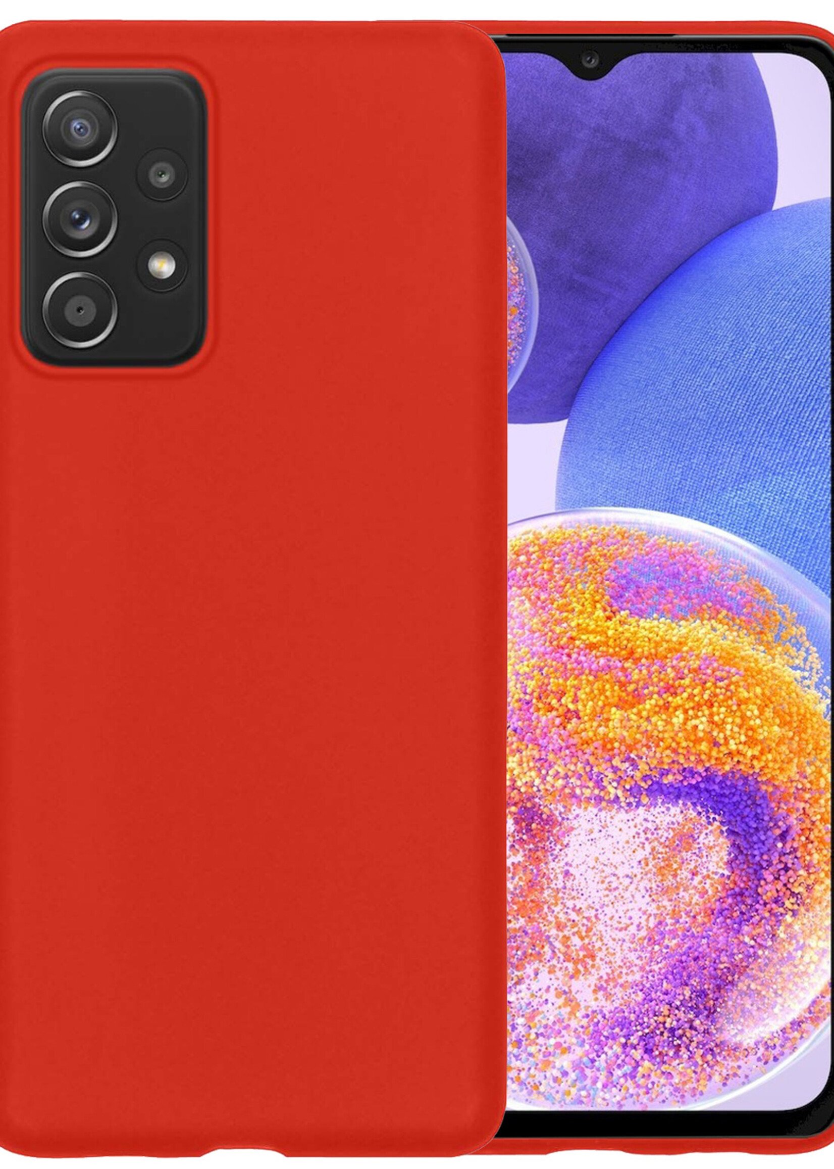 BTH Samsung A23 Hoesje Siliconen Case Cover - Samsung Galaxy A23 Hoesje Cover Hoes Siliconen - Rood