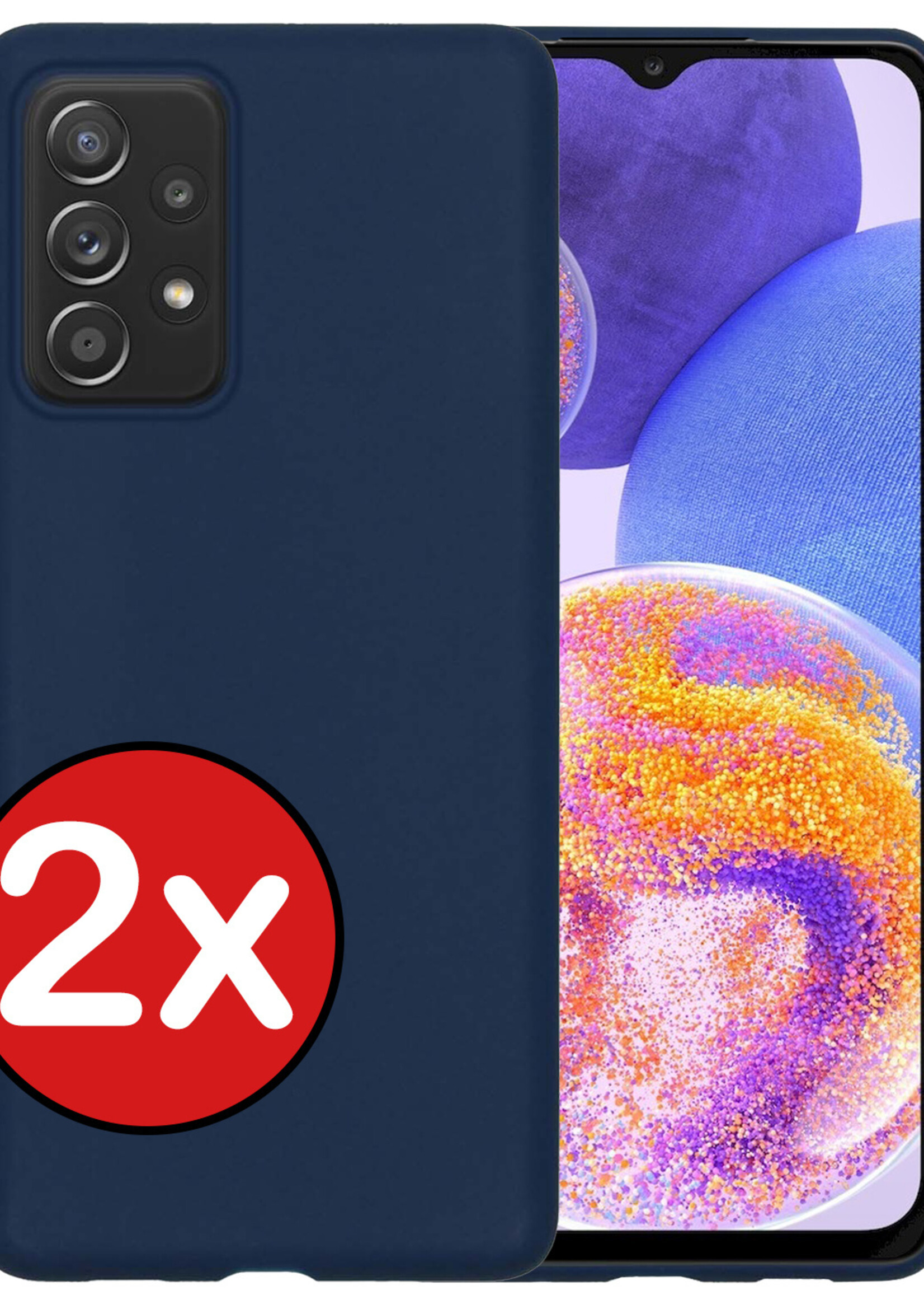 BTH Hoesje Geschikt voor Samsung A23 Hoesje Siliconen Case Hoes - Hoes Geschikt voor Samsung Galaxy A23 Hoes Cover Case - Donkerblauw - 2 PACK