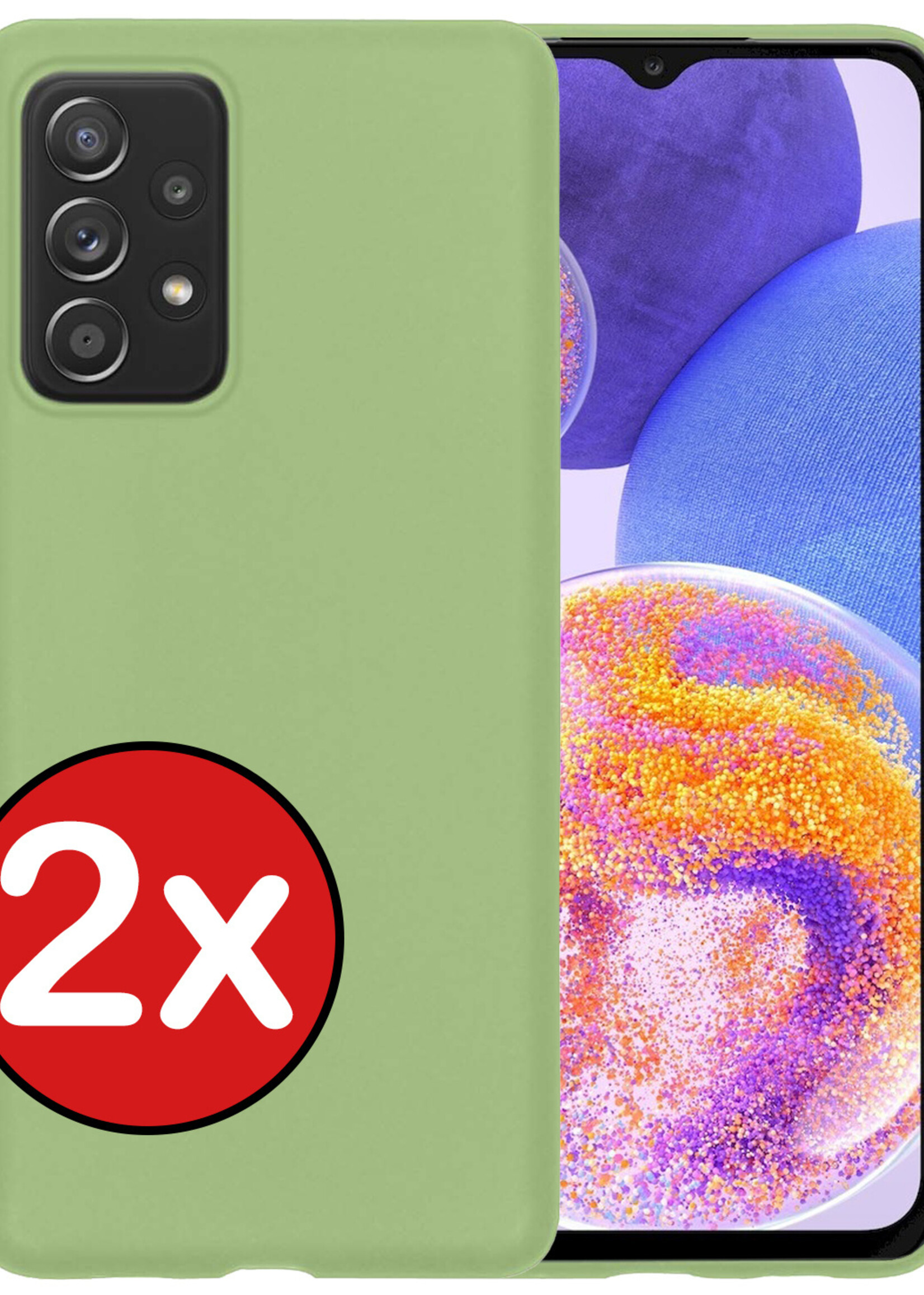 BTH Hoesje Geschikt voor Samsung A23 Hoesje Siliconen Case Hoes - Hoes Geschikt voor Samsung Galaxy A23 Hoes Cover Case - Groen - 2 PACK