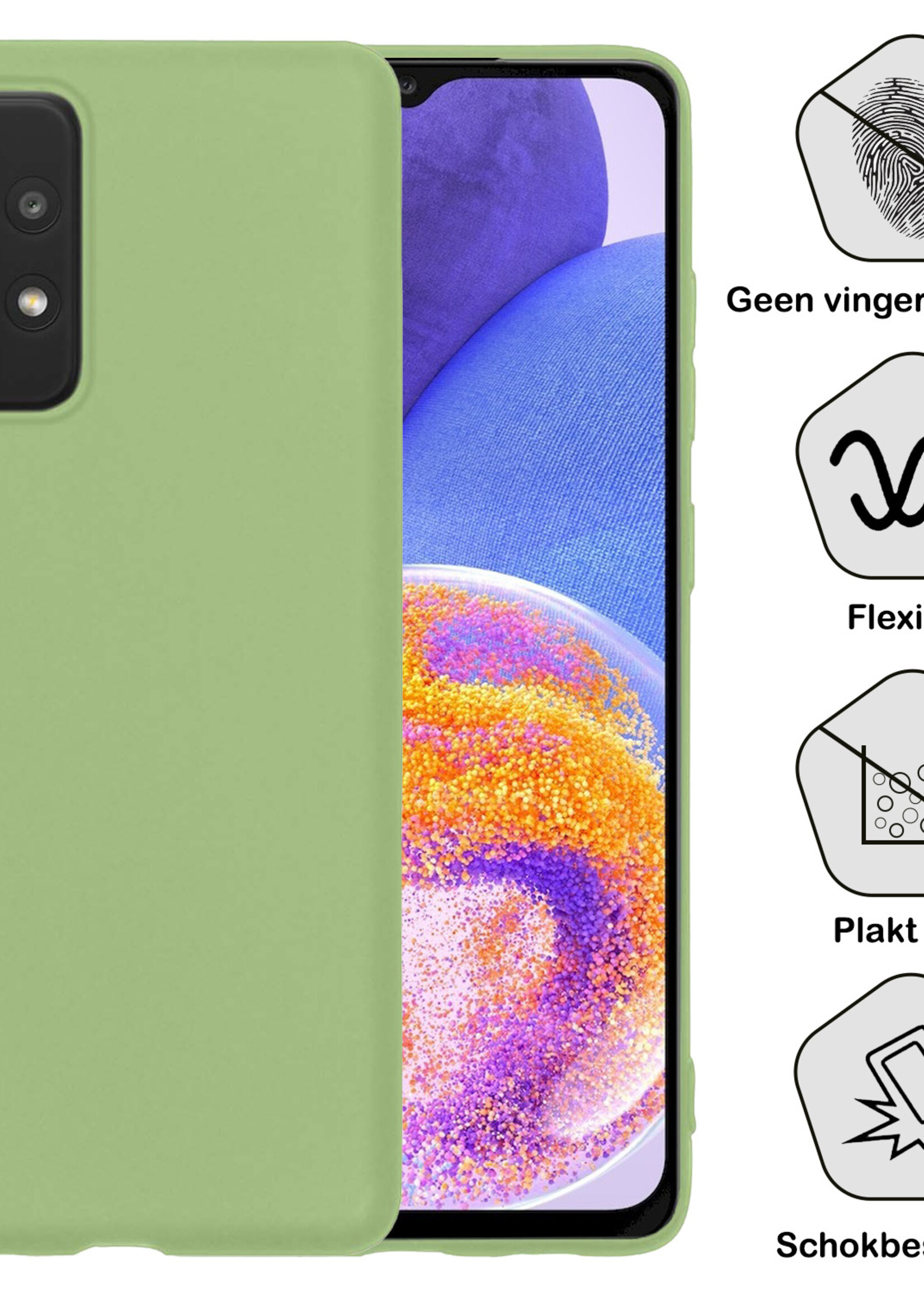 BTH Hoesje Geschikt voor Samsung A23 Hoesje Siliconen Case Hoes - Hoes Geschikt voor Samsung Galaxy A23 Hoes Cover Case - Groen - 2 PACK