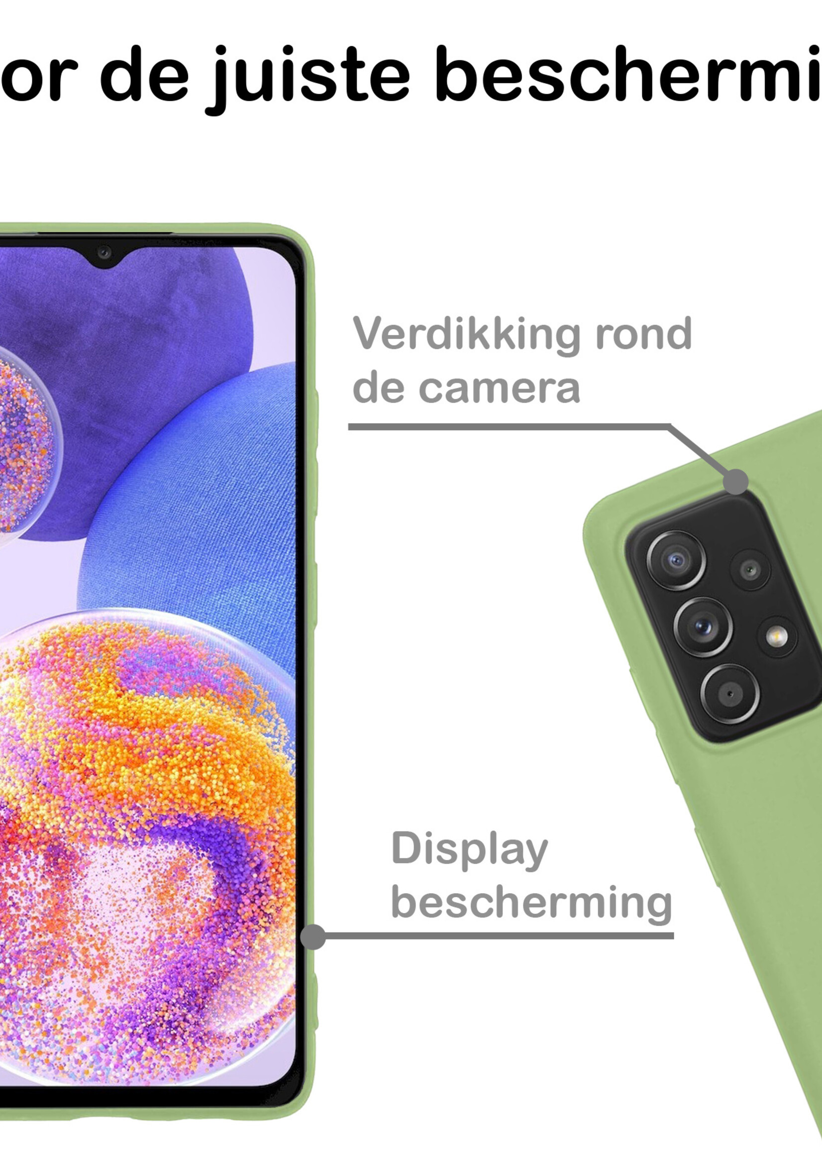 BTH Hoesje Geschikt voor Samsung A23 Hoesje Siliconen Case Hoes - Hoes Geschikt voor Samsung Galaxy A23 Hoes Cover Case - Groen - 2 PACK