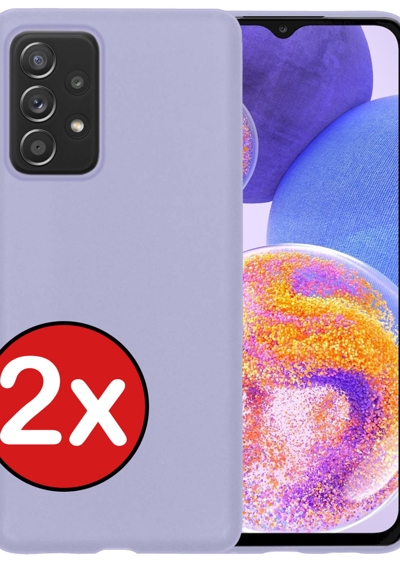 BTH Hoesje Geschikt voor Samsung A23 Hoesje Siliconen Case Hoes - Hoes Geschikt voor Samsung Galaxy A23 Hoes Cover Case - Lila - 2 PACK