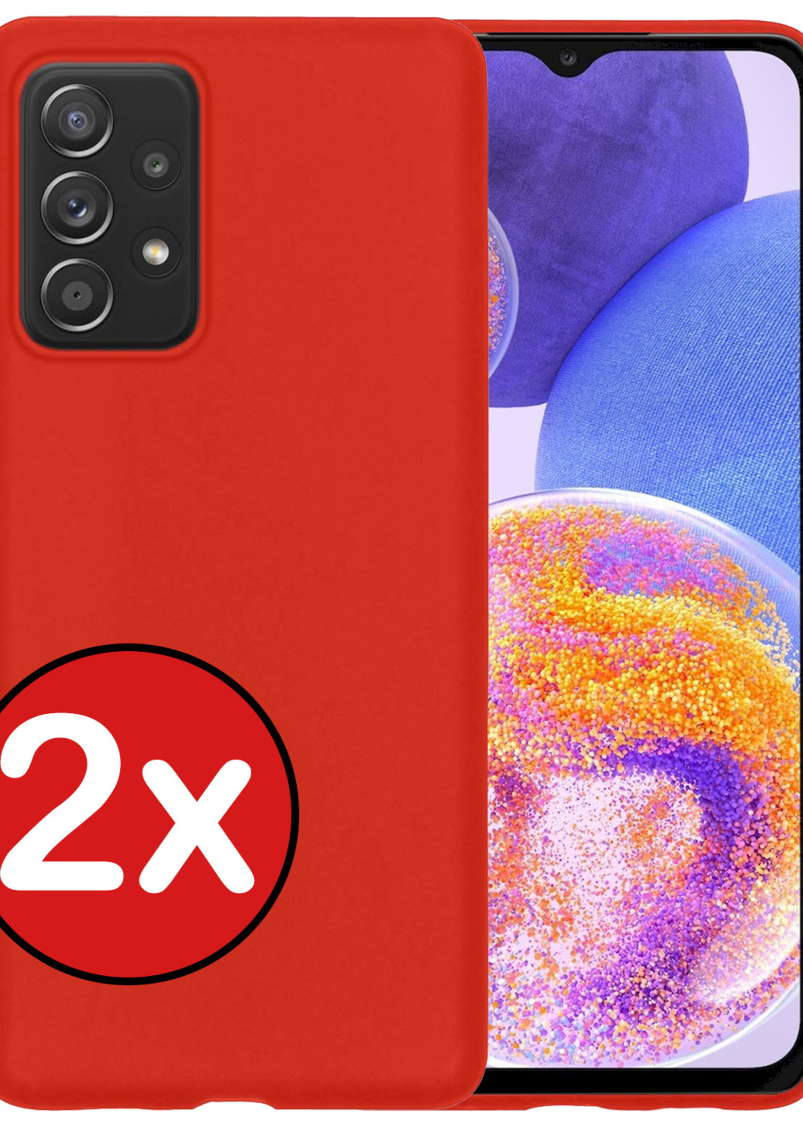 BTH Hoesje Geschikt voor Samsung A23 Hoesje Siliconen Case Hoes - Hoes Geschikt voor Samsung Galaxy A23 Hoes Cover Case - Rood - 2 PACK