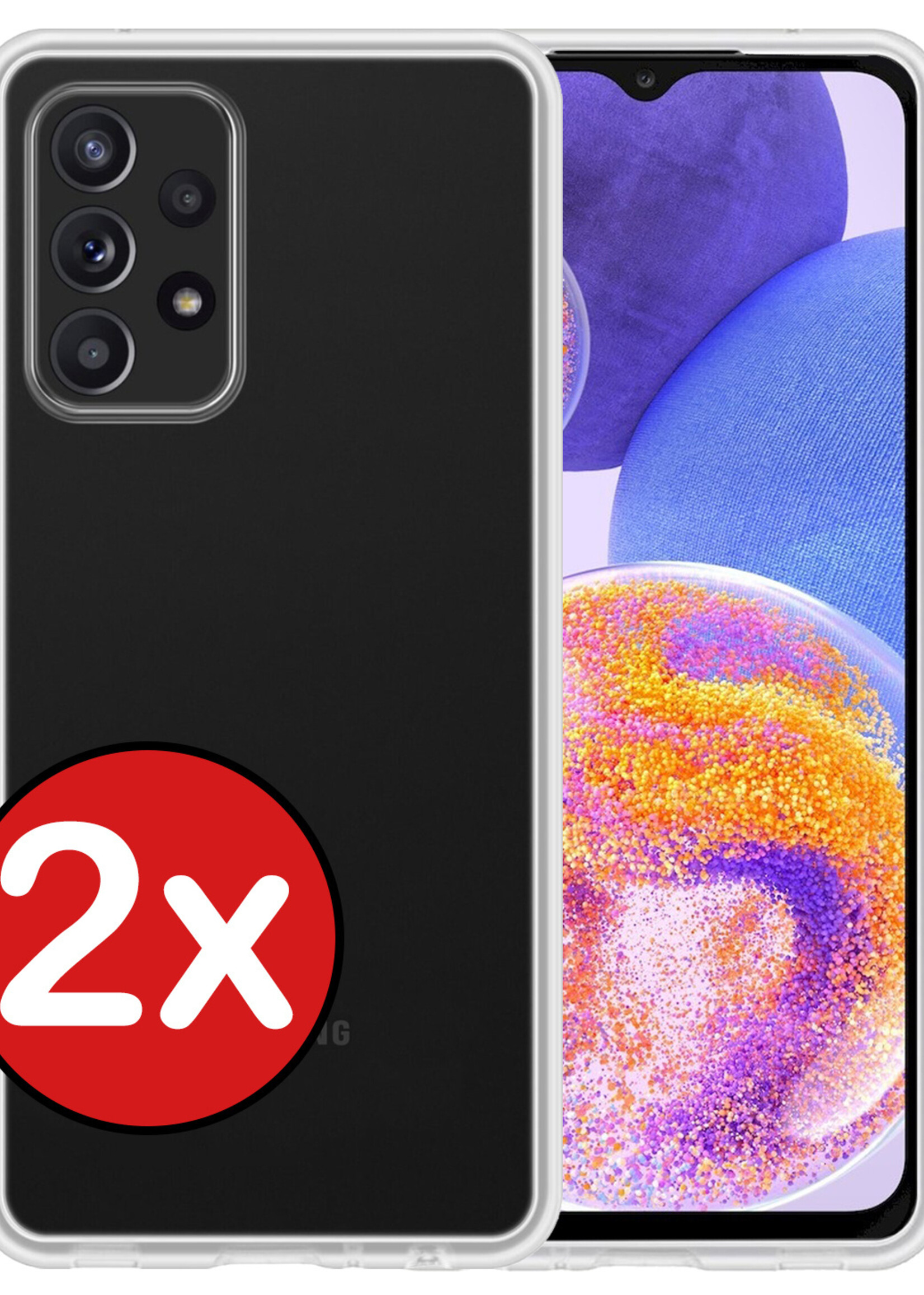 BTH Hoesje Geschikt voor Samsung A23 Hoesje Siliconen Case Hoes - Hoes Geschikt voor Samsung Galaxy A23 Hoes Cover Case - Transparant - 2 PACK