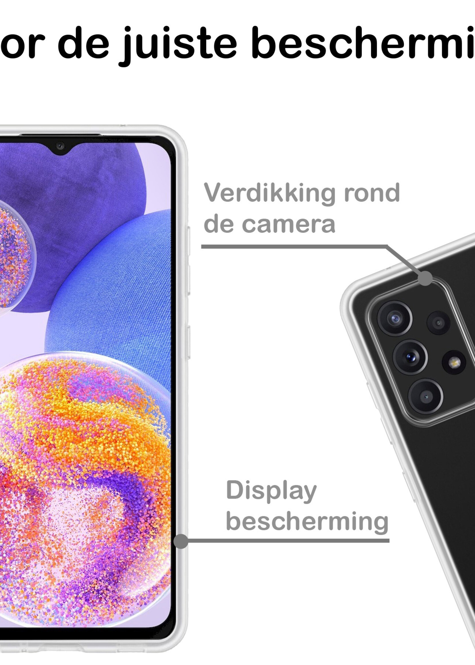 BTH Hoesje Geschikt voor Samsung A23 Hoesje Siliconen Case Hoes - Hoes Geschikt voor Samsung Galaxy A23 Hoes Cover Case - Transparant - 2 PACK