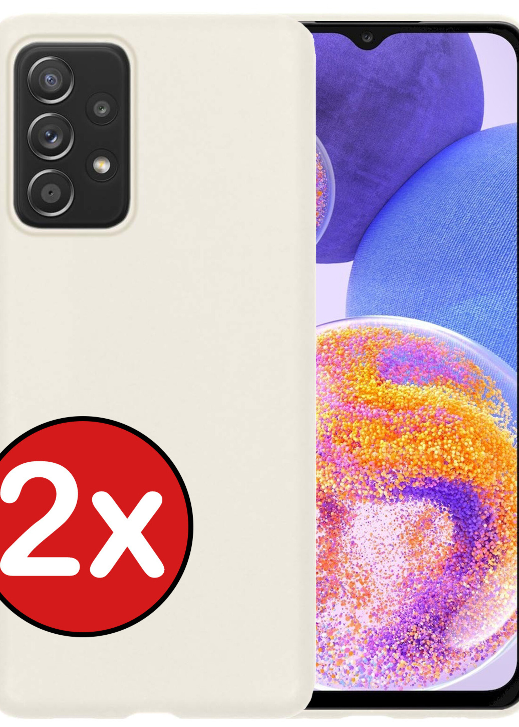 BTH Hoesje Geschikt voor Samsung A23 Hoesje Siliconen Case Hoes - Hoes Geschikt voor Samsung Galaxy A23 Hoes Cover Case - Wit - 2 PACK