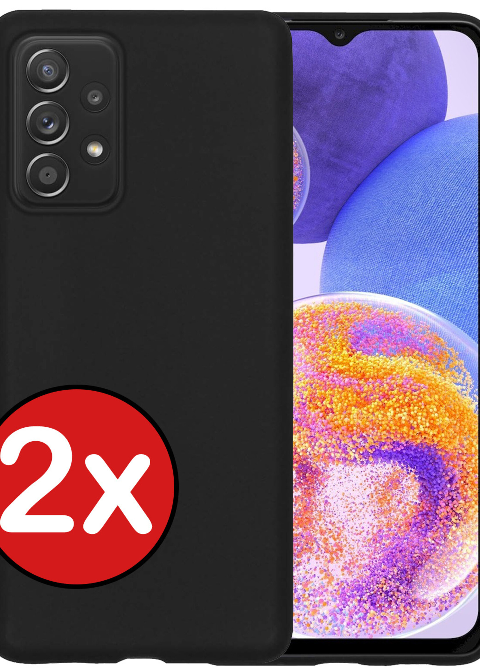 BTH Hoesje Geschikt voor Samsung A23 Hoesje Siliconen Case Hoes - Hoes Geschikt voor Samsung Galaxy A23 Hoes Cover Case - Zwart - 2 PACK