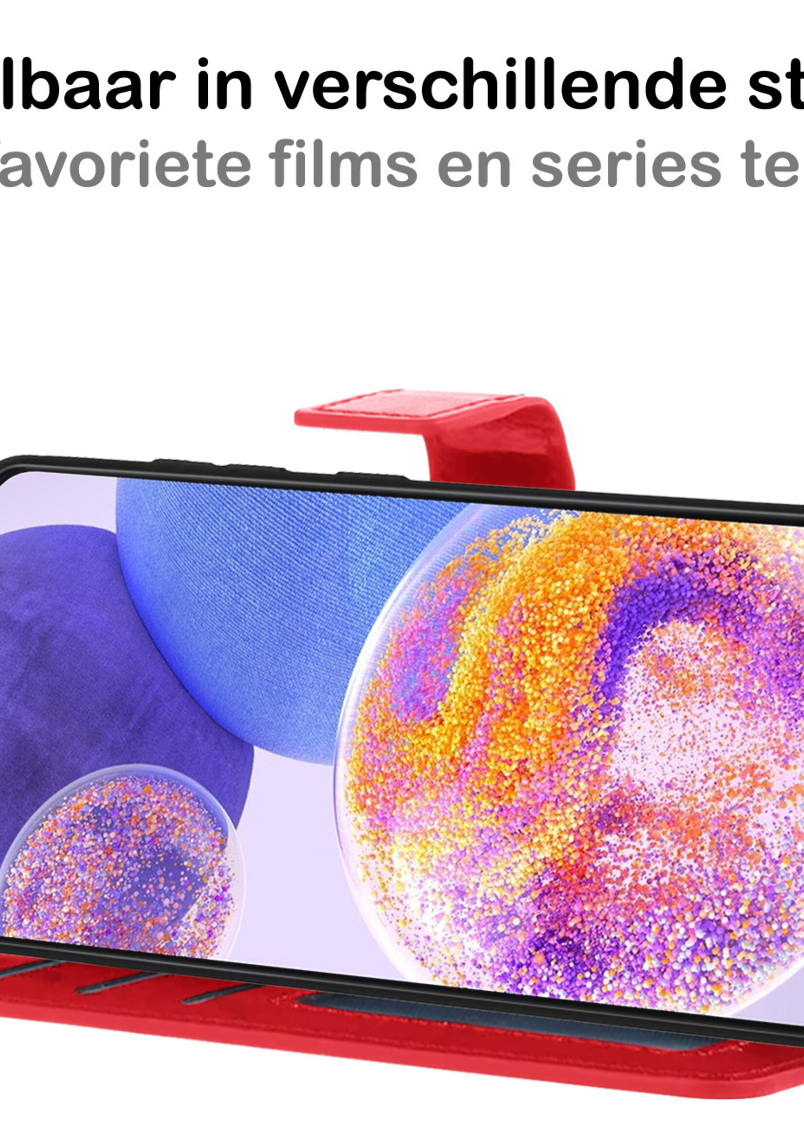 BTH Samsung A23 Hoesje Book Case Hoes Portemonnee Cover Walletcase - Samsung A23 Hoes Bookcase Hoesje - Rood