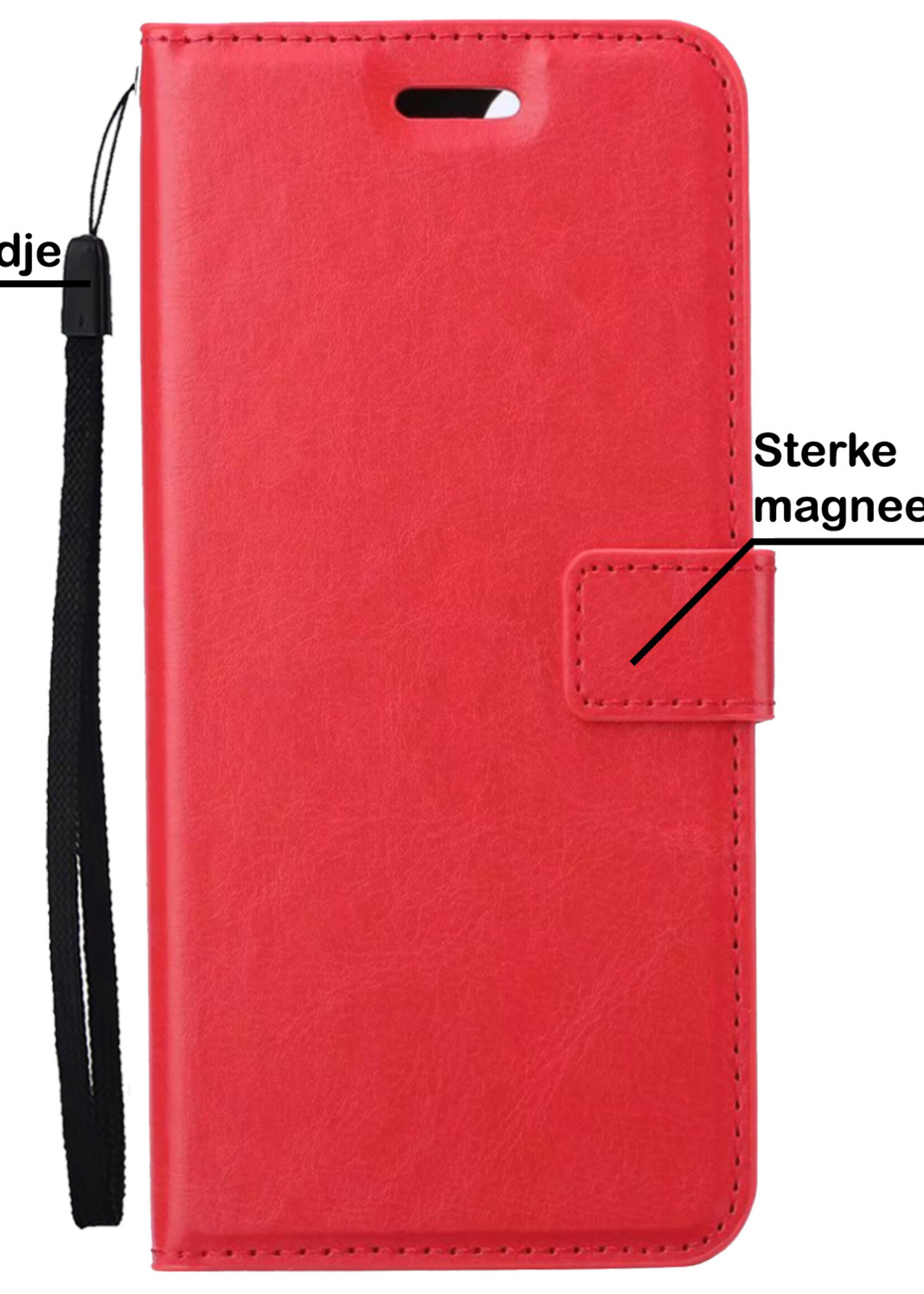 BTH Samsung A23 Hoesje Book Case Hoes Portemonnee Cover Walletcase - Samsung A23 Hoes Bookcase Hoesje - Rood