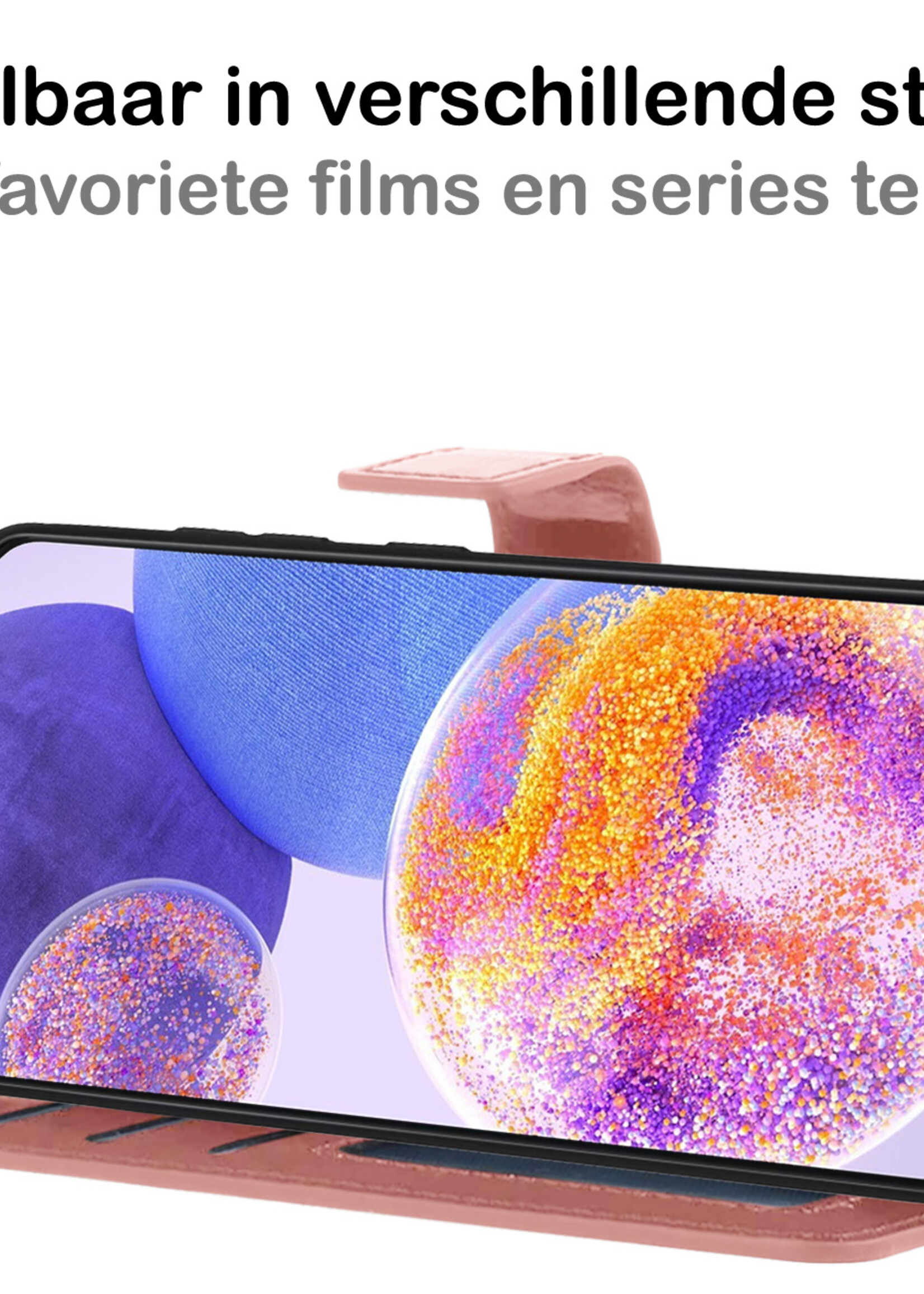 BTH Samsung A23 Hoesje Book Case Hoes Portemonnee Cover Walletcase - Samsung A23 Hoes Bookcase Hoesje - Rose Goud