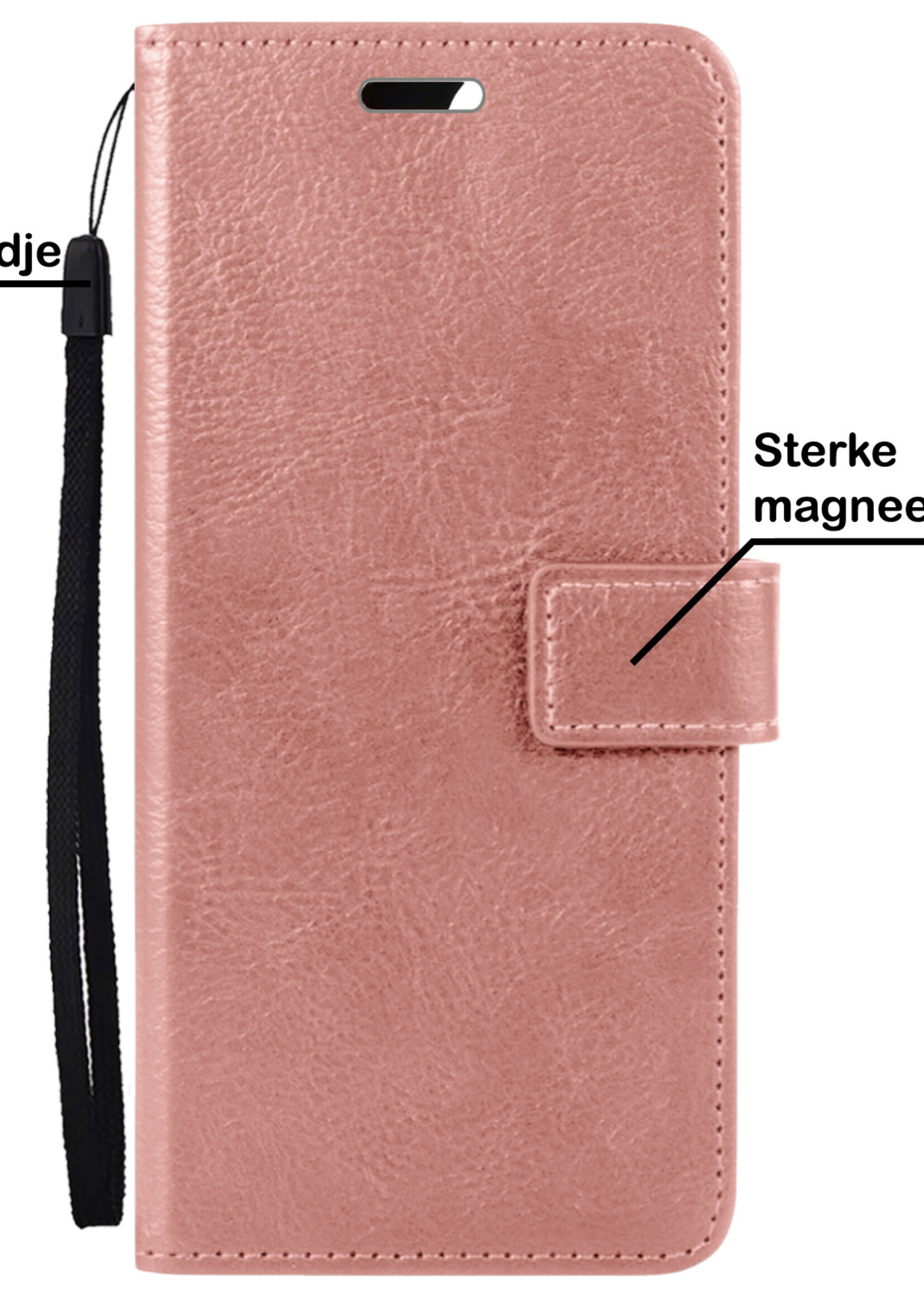 BTH Samsung A23 Hoesje Book Case Hoes Portemonnee Cover Walletcase - Samsung A23 Hoes Bookcase Hoesje - Rose Goud