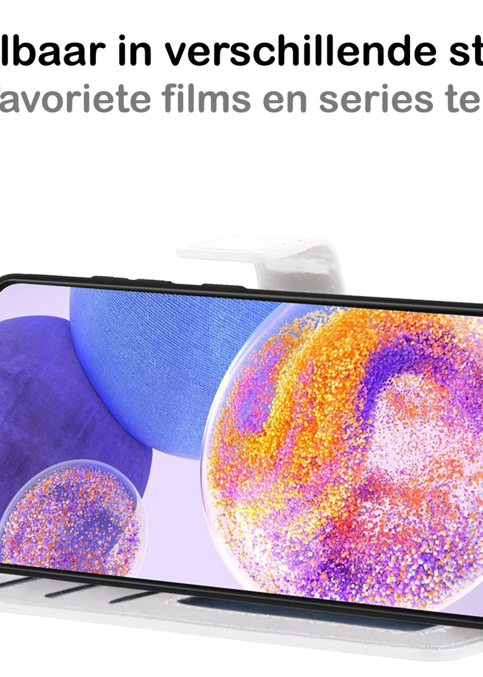 BTH Samsung A23 Hoesje Book Case Hoes Portemonnee Cover Walletcase - Samsung A23 Hoes Bookcase Hoesje - Wit