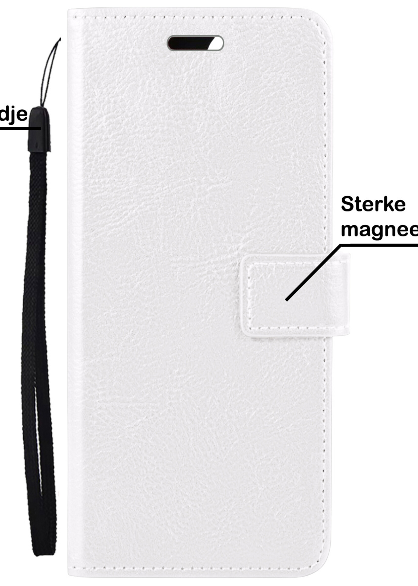 BTH Samsung A23 Hoesje Book Case Hoes Portemonnee Cover Walletcase - Samsung A23 Hoes Bookcase Hoesje - Wit