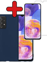 BTH BTH Samsung Galaxy A23 Hoesje Siliconen Met Screenprotector - Donkerblauw