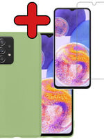 BTH BTH Samsung Galaxy A23 Hoesje Siliconen Met Screenprotector - Groen