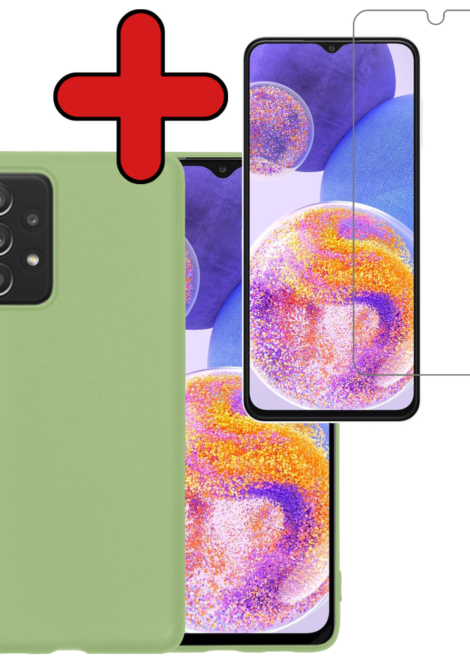 BTH Hoesje Geschikt voor Samsung A23 Hoesje Siliconen Case Hoes Met Screenprotector - Hoes Geschikt voor Samsung Galaxy A23 Hoes Cover Case - Groen