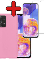 BTH BTH Samsung Galaxy A23 Hoesje Siliconen Met Screenprotector - Lichtroze
