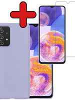 BTH BTH Samsung Galaxy A23 Hoesje Siliconen Met Screenprotector - Lila