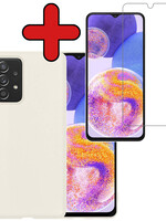 BTH BTH Samsung Galaxy A23 Hoesje Siliconen Met Screenprotector - Wit