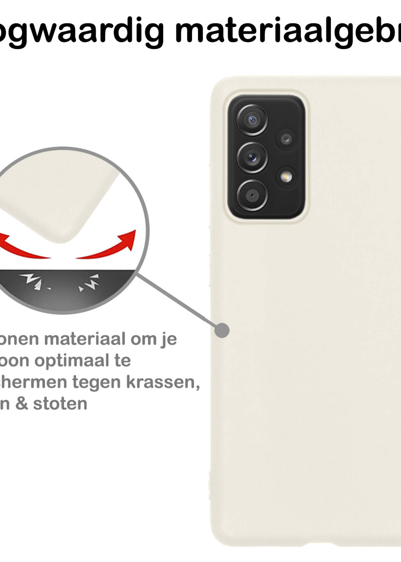 BTH Hoesje Geschikt voor Samsung A23 Hoesje Siliconen Case Hoes Met Screenprotector - Hoes Geschikt voor Samsung Galaxy A23 Hoes Cover Case - Wit