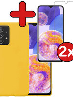 BTH BTH Samsung Galaxy A23 Hoesje Siliconen Met 2x Screenprotector - Geel