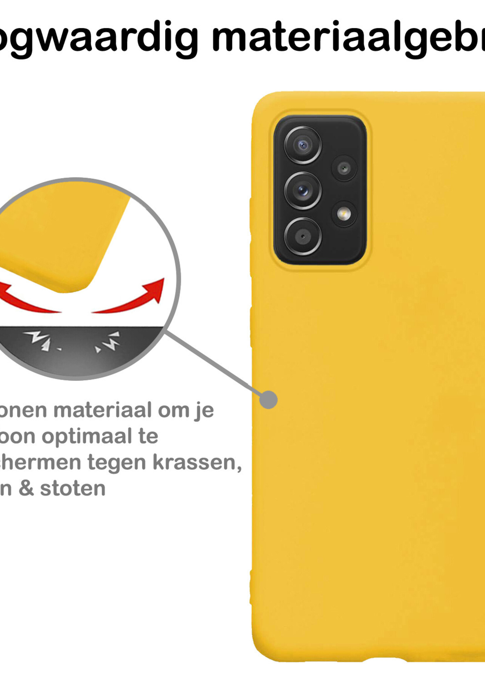 BTH Hoesje Geschikt voor Samsung A23 Hoesje Siliconen Case Hoes Met 2x Screenprotector - Hoes Geschikt voor Samsung Galaxy A23 Hoes Cover Case - Geel