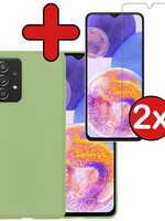 BTH BTH Samsung Galaxy A23 Hoesje Siliconen Met 2x Screenprotector - Groen