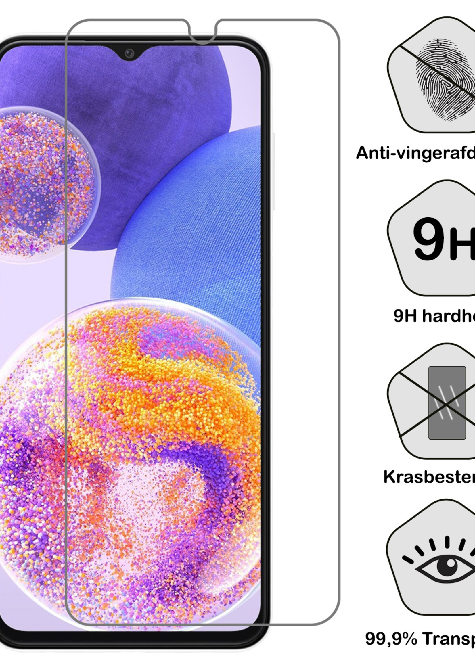 BTH Hoesje Geschikt voor Samsung A23 Hoesje Siliconen Case Hoes Met 2x Screenprotector - Hoes Geschikt voor Samsung Galaxy A23 Hoes Cover Case - Lila