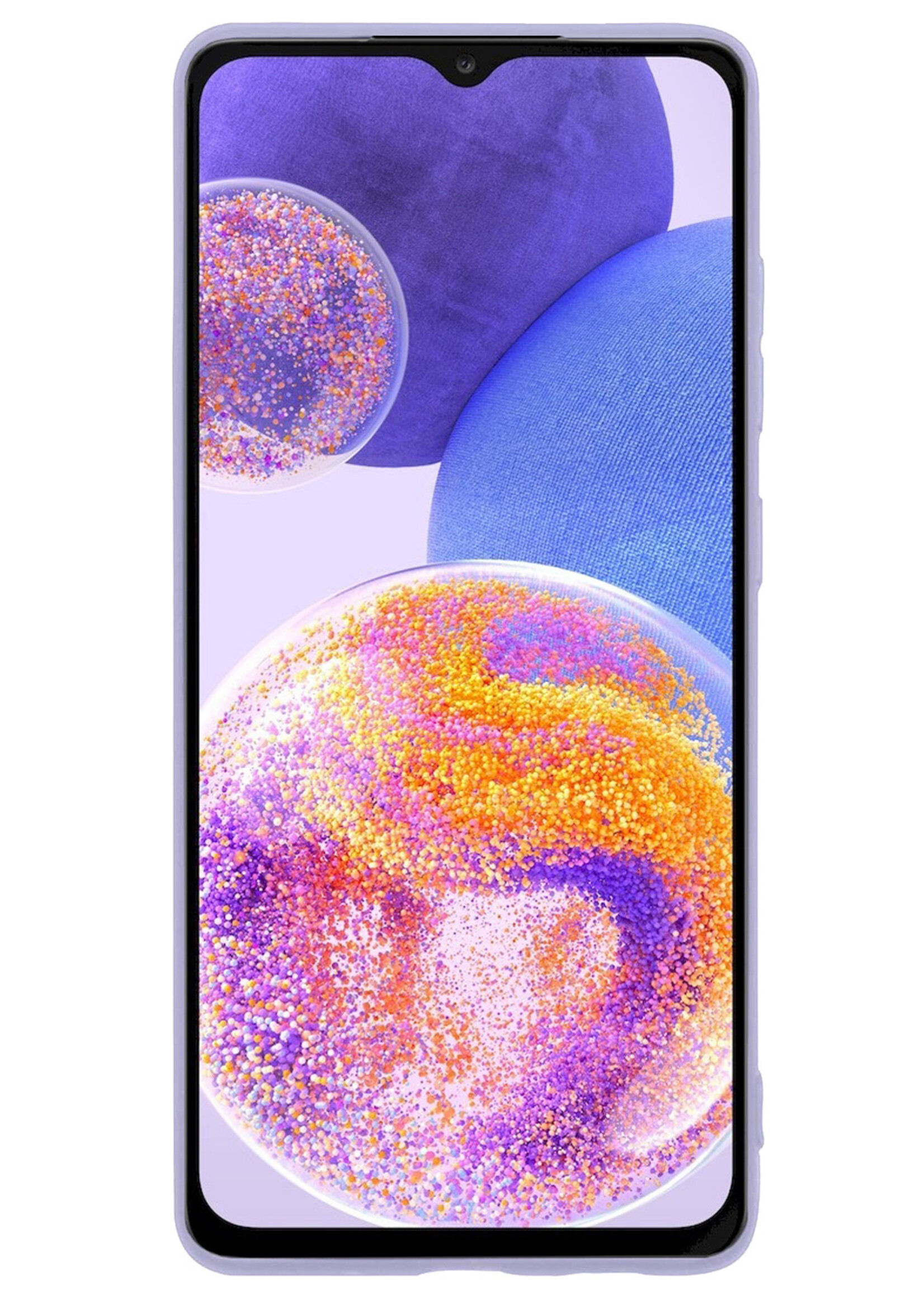 BTH Hoesje Geschikt voor Samsung A23 Hoesje Siliconen Case Hoes Met 2x Screenprotector - Hoes Geschikt voor Samsung Galaxy A23 Hoes Cover Case - Lila