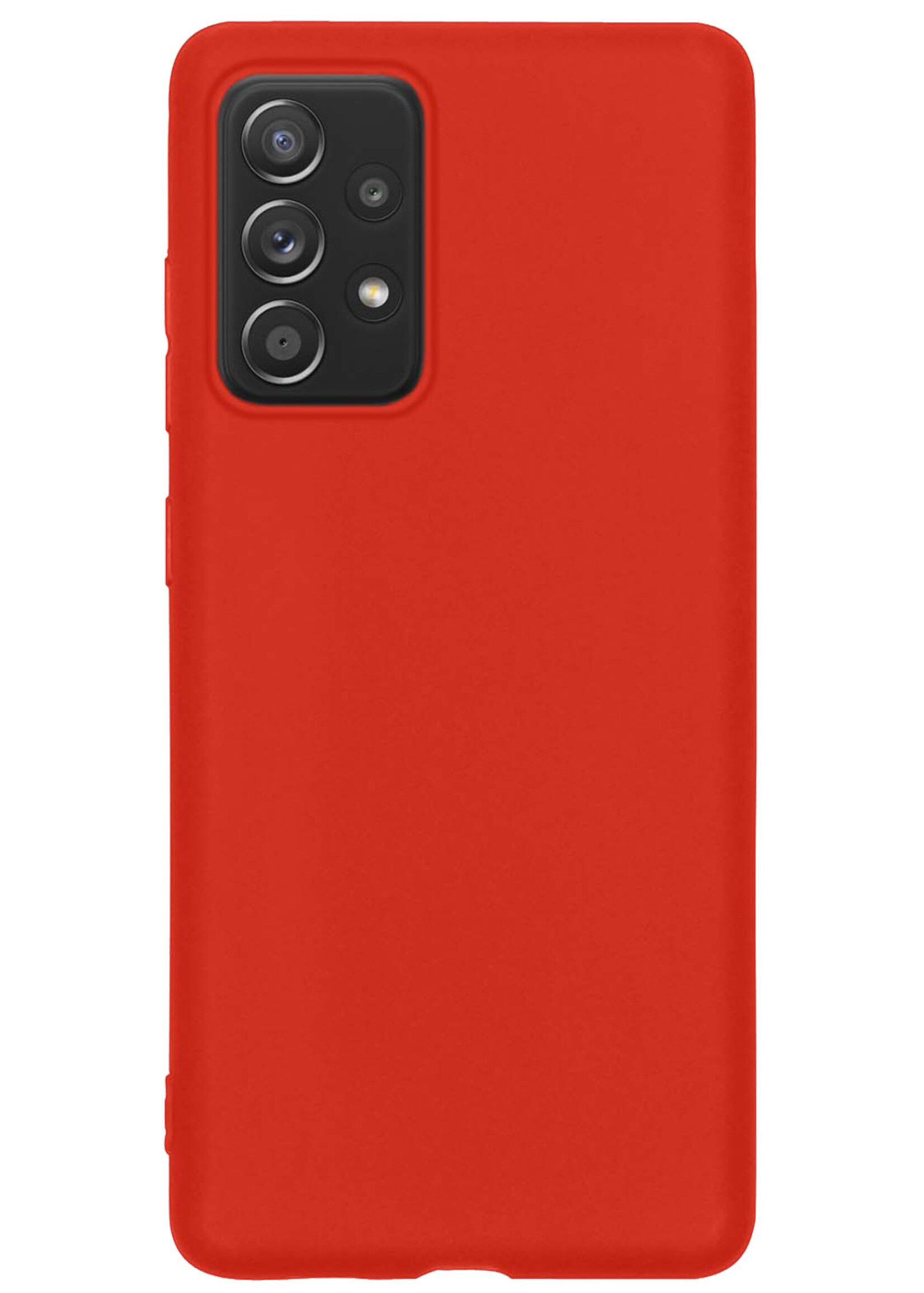 BTH Hoesje Geschikt voor Samsung A23 Hoesje Siliconen Case Hoes Met 2x Screenprotector - Hoes Geschikt voor Samsung Galaxy A23 Hoes Cover Case - Rood