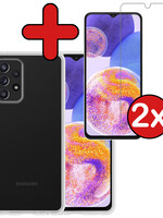 BTH BTH Samsung Galaxy A23 Hoesje Siliconen Met 2x Screenprotector - Transparant