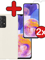 BTH BTH Samsung Galaxy A23 Hoesje Siliconen Met 2x Screenprotector - Wit