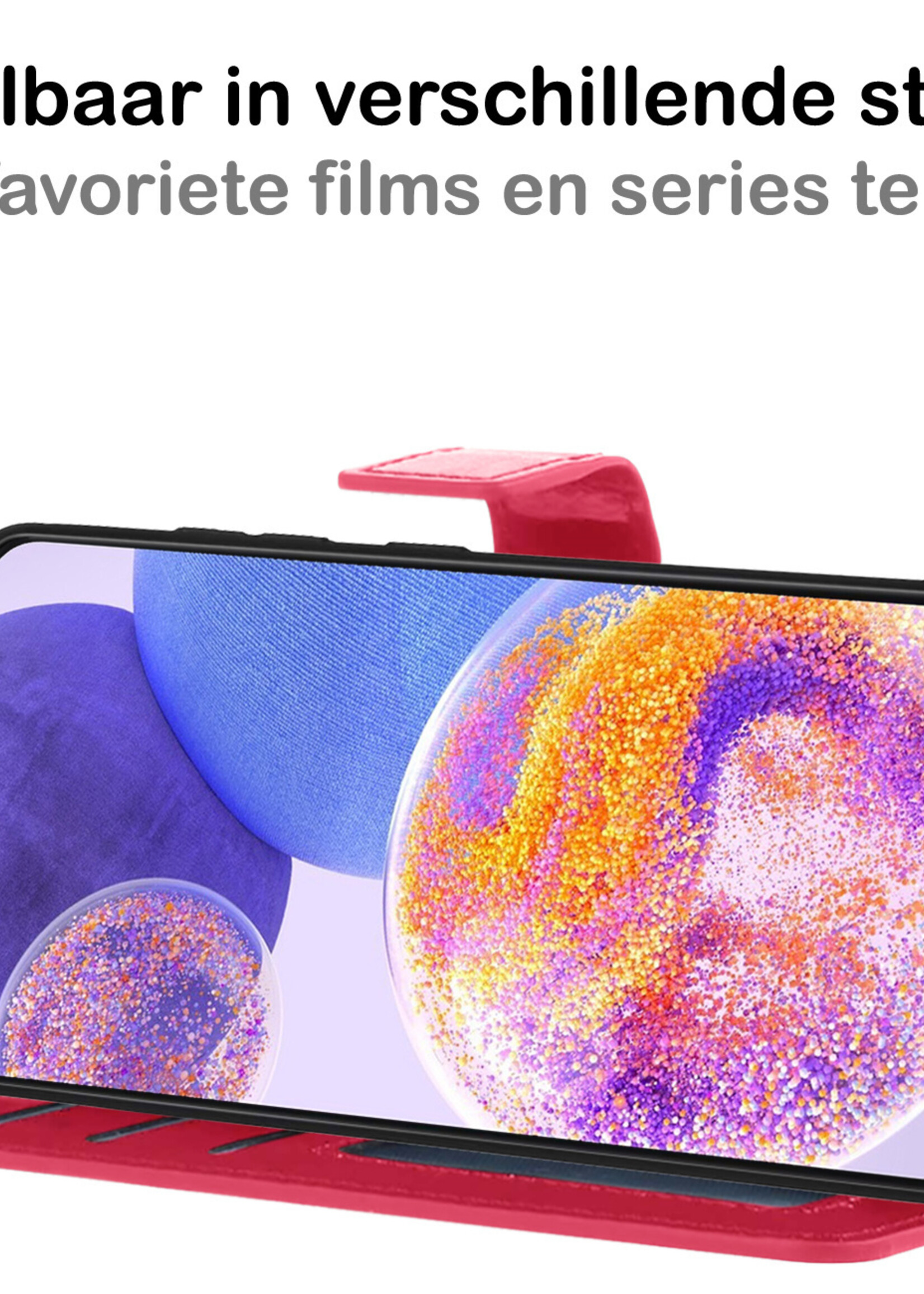 BTH Hoesje Geschikt voor Samsung A23 Hoesje Book Case Hoes Portemonnee Cover Walletcase Met Screenprotector - Hoes Geschikt voor Samsung Galaxy A23 Hoes Bookcase Hoesje - Donkerroze