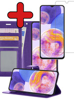 BTH BTH Samsung Galaxy A23 Hoesje Bookcase Paars Met Screenprotector