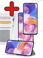 BTH BTH Samsung Galaxy A23 Hoesje Bookcase Wit Met Screenprotector