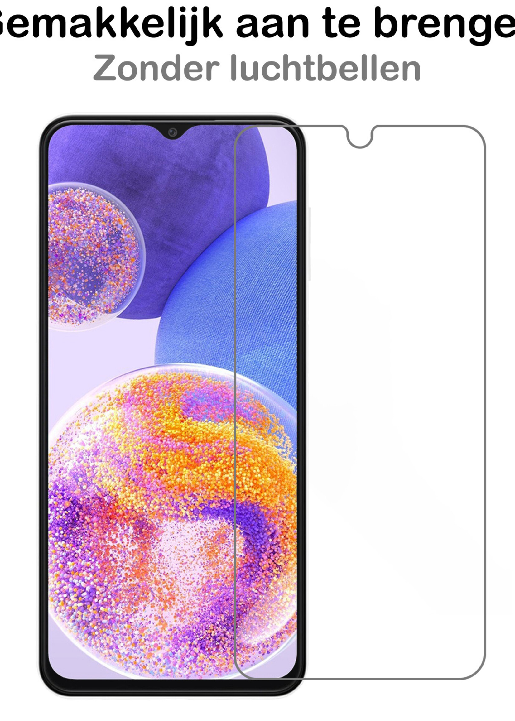 BTH Hoesje Geschikt voor Samsung A23 Hoesje Book Case Hoes Portemonnee Cover Walletcase Met 2x Screenprotector - Hoes Geschikt voor Samsung Galaxy A23 Hoes Bookcase Hoesje - Bruin