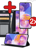 BTH BTH Samsung Galaxy A23 Hoesje Bookcase Zwart Met 2x Screenprotector