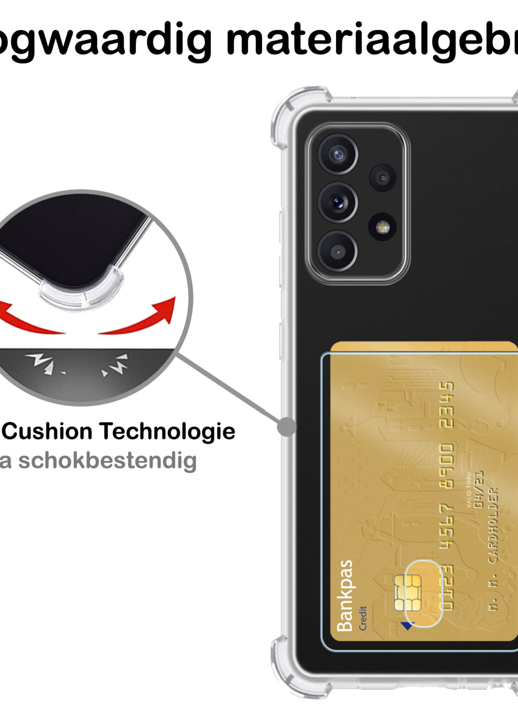 BTH Samsung A23 Hoesje Met Pasjeshouder Kaarthouder Shockproof - Samsung Galaxy A23 Hoesje Transparant Shock Proof Case Met Pashouder