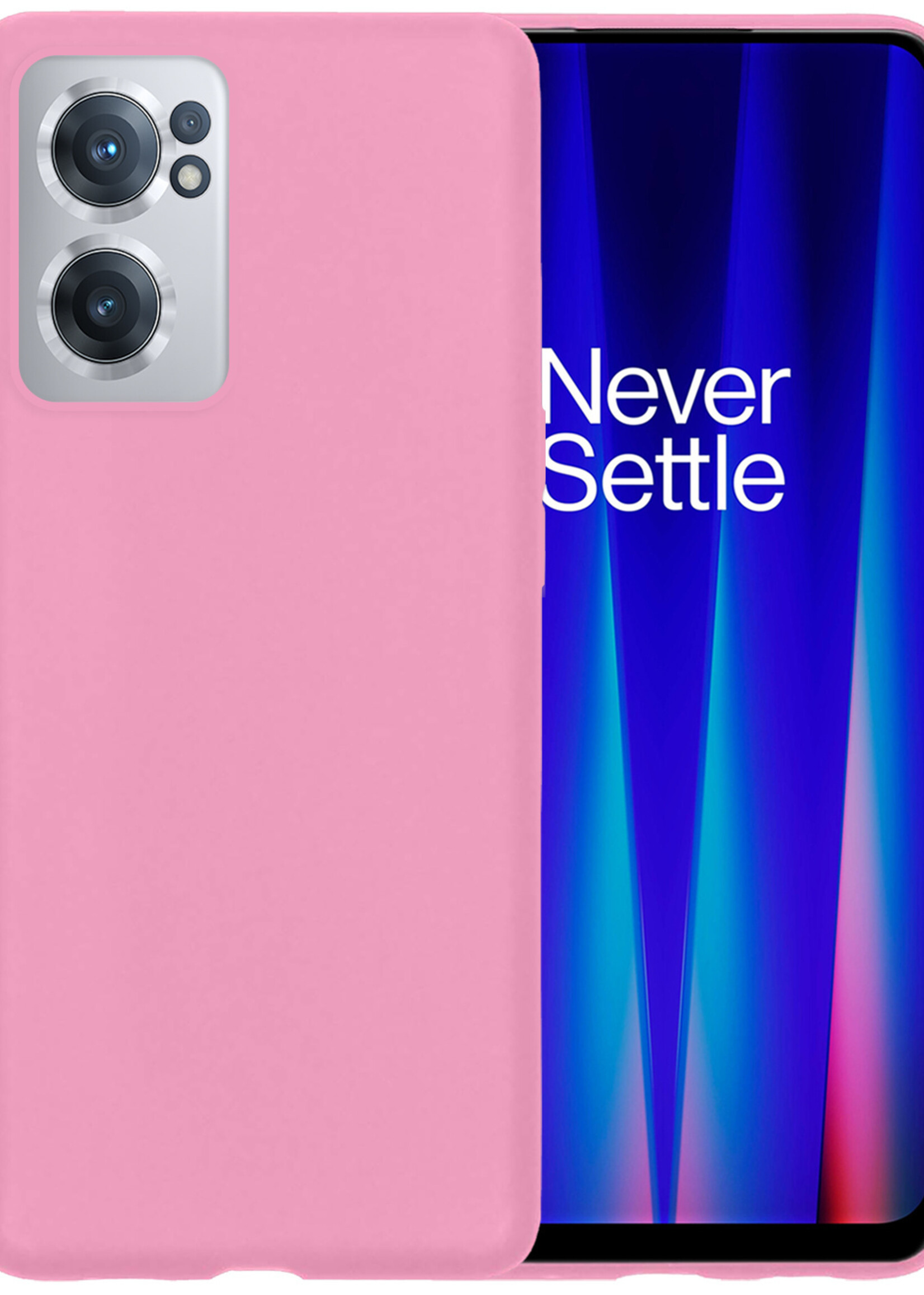 BTH OnePlus Nord CE 2 Hoesje Siliconen Case Cover - OnePlus Nord CE 2 Hoesje Cover Hoes Siliconen - Licht Roze
