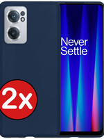 BTH BTH OnePlus Nord CE 2 Hoesje Siliconen - Donkerblauw - 2 PACK
